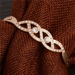 Rose Gold plated with white crystals modern design bracelet 